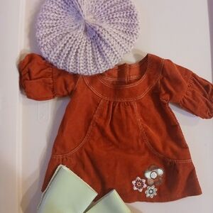 Rust Orange Baby Dress with Floral Embroidery